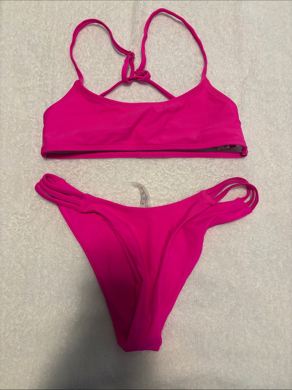 Women's Strappy Bikini Set in Hot Pink